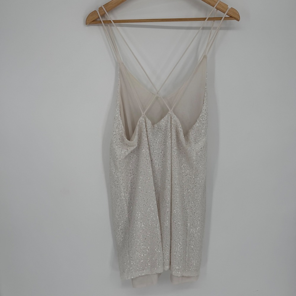 Shinestar Sequin V-Neck Slip Dress Top with Crisscross Straps Womens Large - Picture 5 of 9